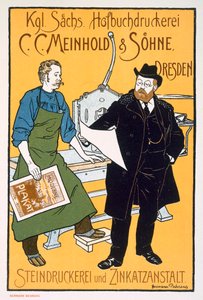 Poster advertising C. C. Meinhold and Sons lithographers, Dresden by Hermann Behrens